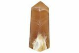 Polished, Banded Honey Calcite Obelisk #217039-1